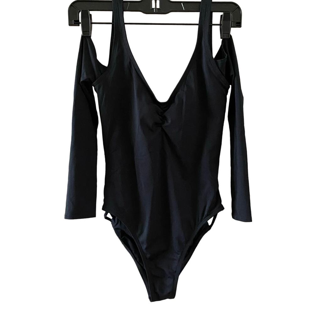 L*Space L Space Size 6 Wild Heart Bodysuit Black Strappy Long Sleeves FLAW - Picture 3 of 7